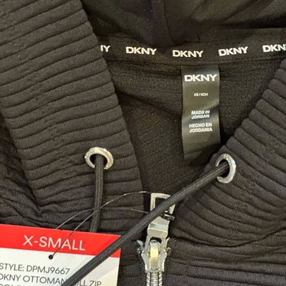 DKNY Ribbed Black Hoodie with Zipper – NWT (Size XS, Runs Large) - Picture 3 of 6